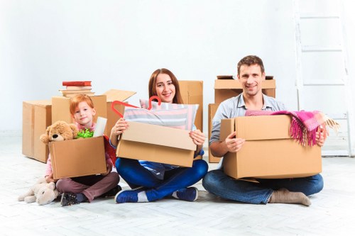 Business furniture and equipment prepared for a local commercial move