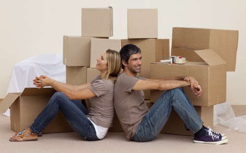 Moving boxes and furniture loaded into a van for a Bayswater relocation