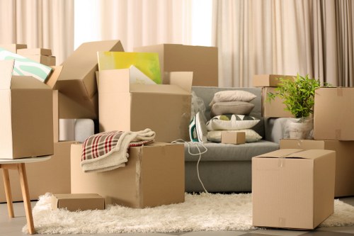 Household furniture being prepared for a small removal job